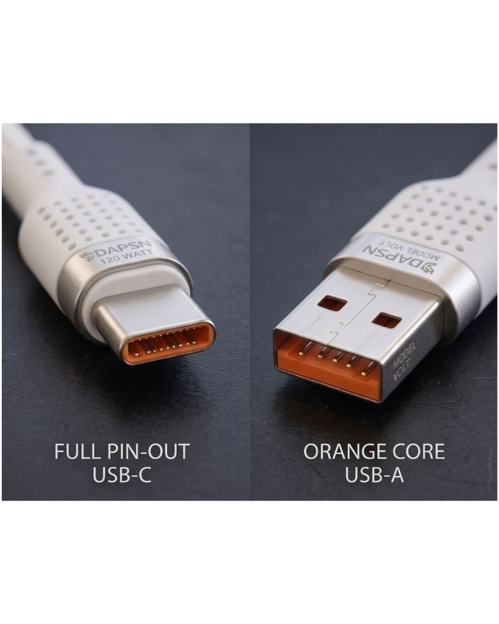DAPSN Thread Series VOLT 120W USB-A to Micro USB Fast Charging Cable with LED Indicator | 8A | Data Sync | White | 1 Meter