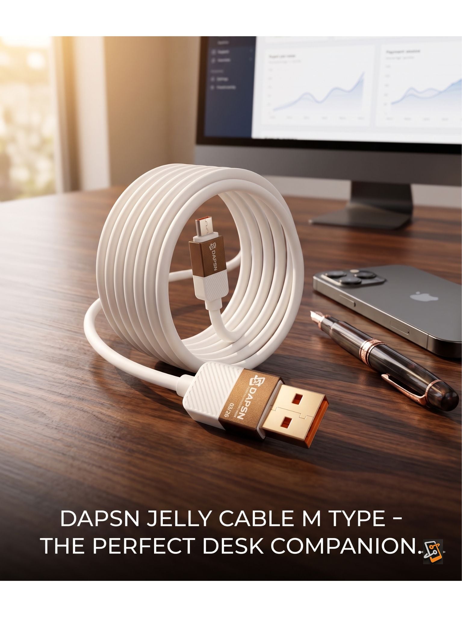 DAPSN Jelly Series 120W Fast Charging USB Data Cable | Type M Cable | 8A Super Fast Charging Cable | 1 Meter Mobile Charger Cable